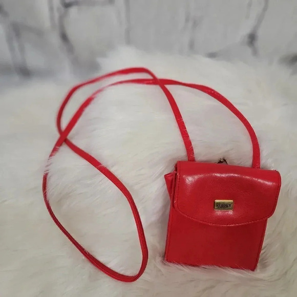 VINTAGE Mundi Red Fold Over Crossbody Long Strap Small Purse - Picture 3 of 11